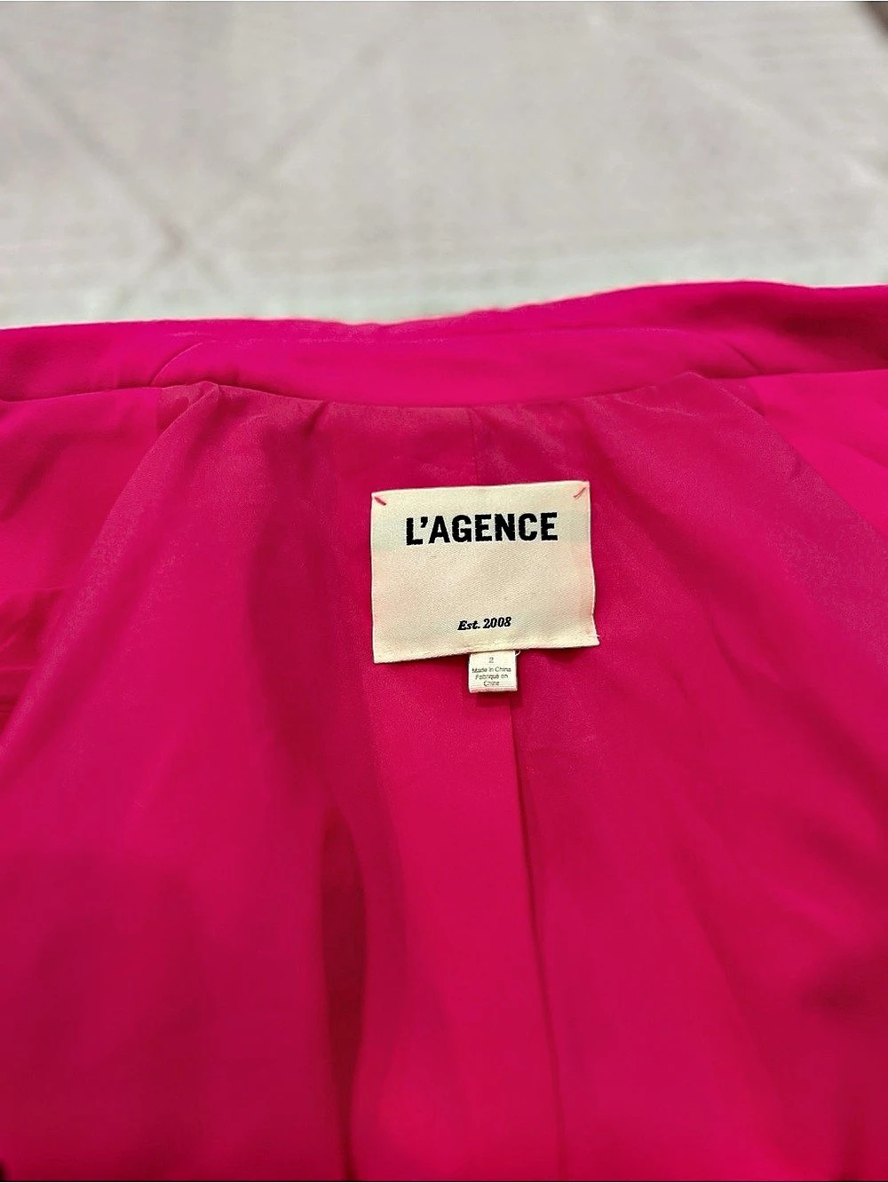 L'AGENCE Chamberlain Blazer and Wide Leg Pant in Pink Glo Pink Woman’s Pantsuit - Picture 10 of 12